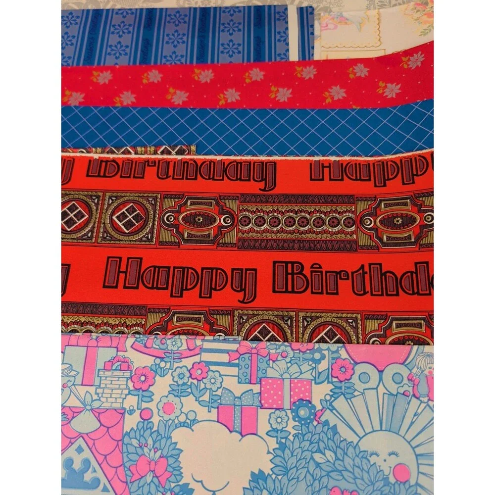 Lot of Vtg. Gift Wrapping Paper 26 Sheets 1960s, 1970s 1980s Sealed & Unsealed